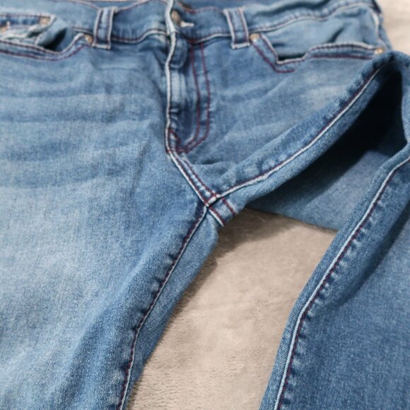 True Religion Jeans Mens 40x34 Blue Rocco Relaxed Skinny Whiskered Stretch - Picture 11 of 16
